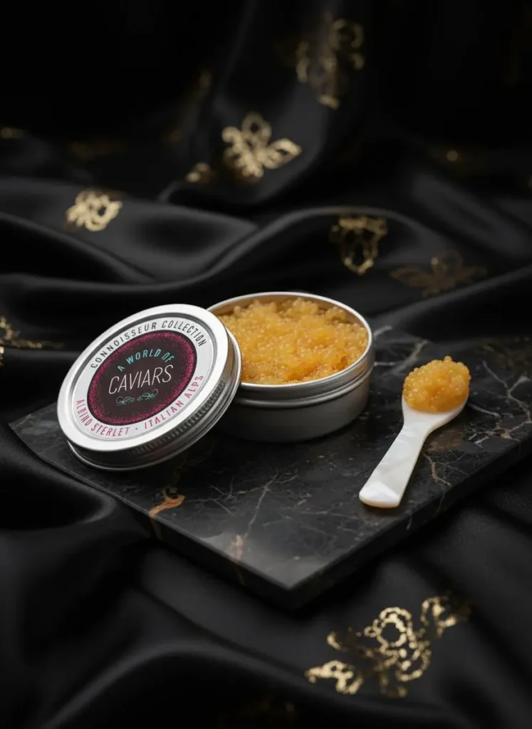 CONNOISSEUR CAVIAR COLLECTION from a world of caviar showing the caviar collection of rare culinary treasures